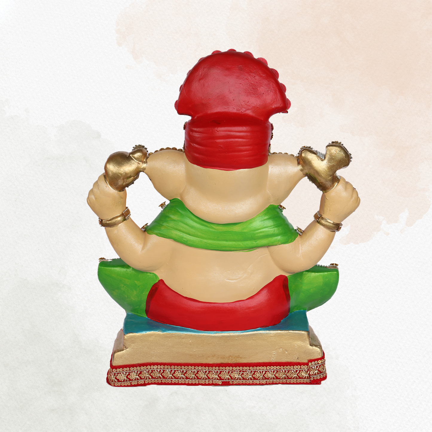 19 Inch – Classic Red & Green Ganpati Idol | Eco-Friendly Shadu Mitti Ganesha Murti & Kalash (Copy)