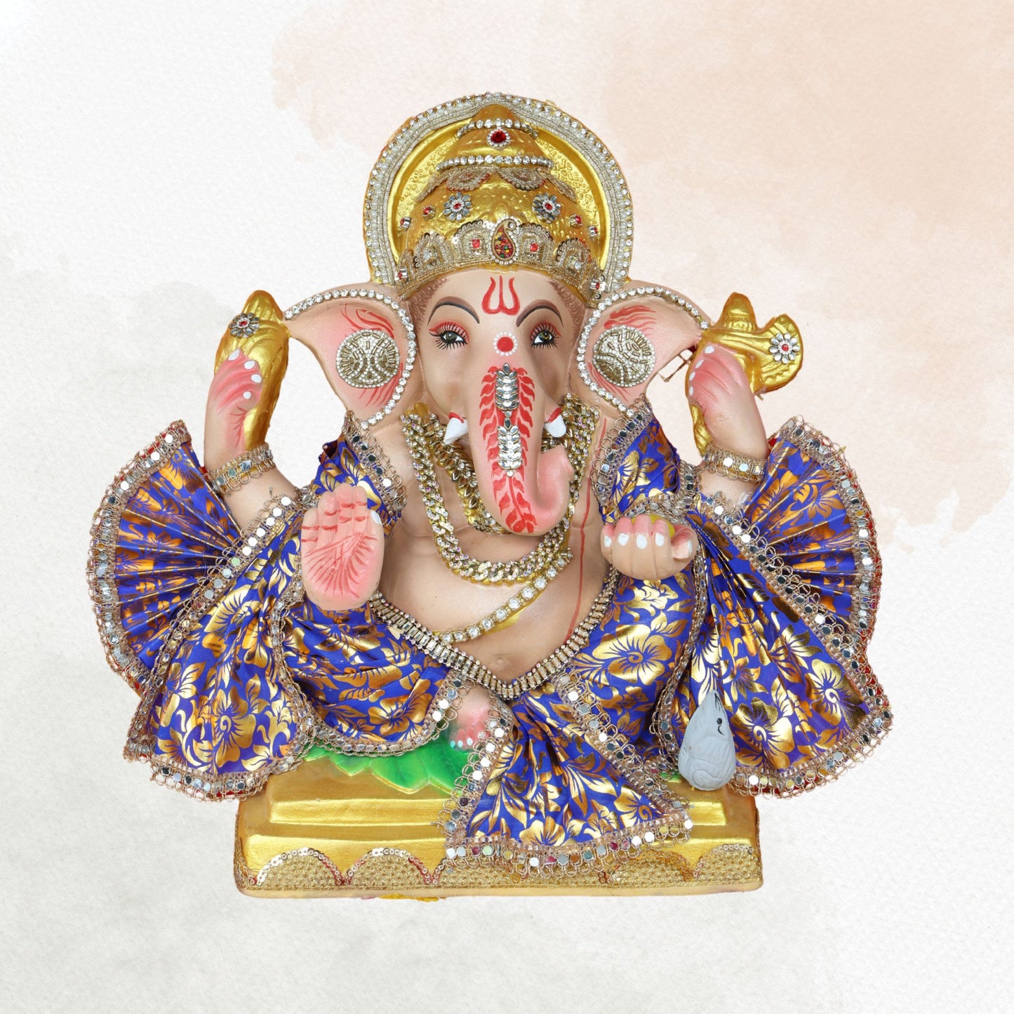 19 Inch – Royal Blue Attire Ganesha Idol | Eco-Friendly Shadu Mitti Ganpati Murti