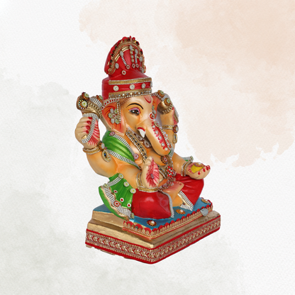 19 Inch – Classic Red & Green Ganpati Idol | Eco-Friendly Shadu Mitti Ganesha Murti & Kalash (Copy)