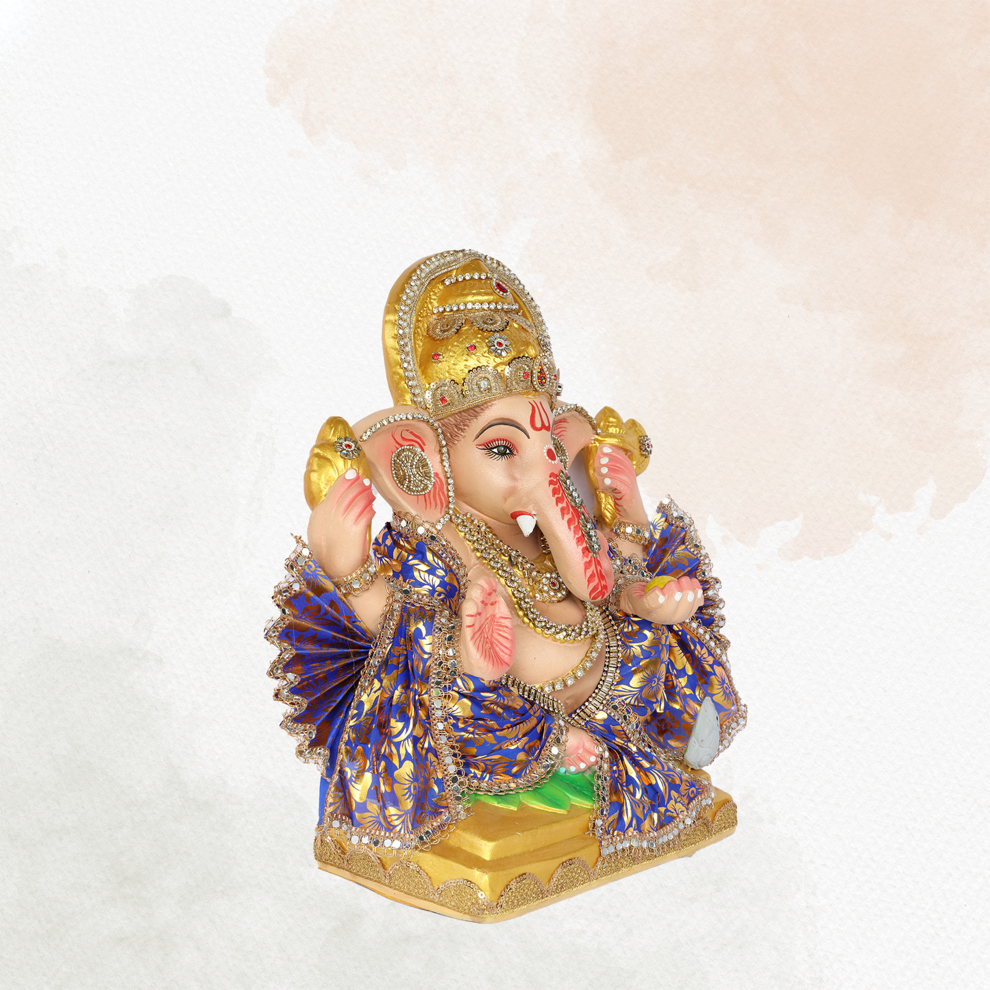 19 Inch – Royal Blue Attire Ganesha Idol | Eco-Friendly Shadu Mitti Ganpati Murti