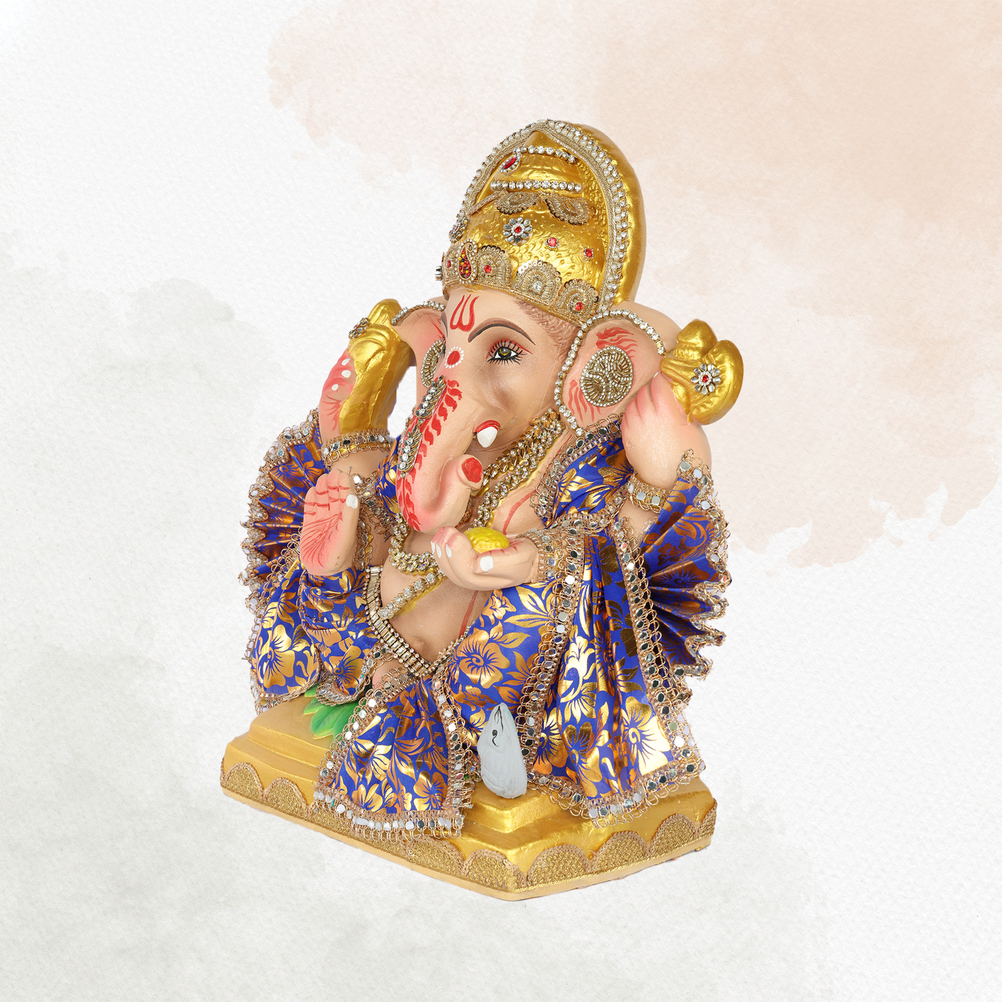 19 Inch – Royal Blue Attire Ganesha Idol | Eco-Friendly Shadu Mitti Ganpati Murti