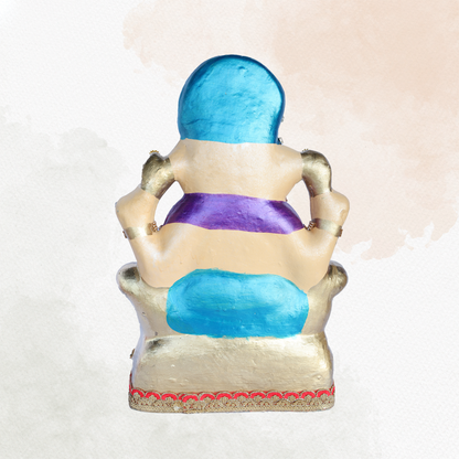 17 Inch – Majestic Blue Ganpati Idol | Eco-Friendly Shadu Mitti Ganesh Murti with Decorative Embellishments