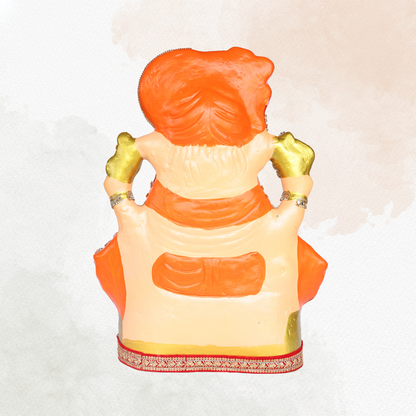 24 Inch – Majestic Orange Turban Ganesha Idol | Eco-Friendly Shadu Mitti Ganpati