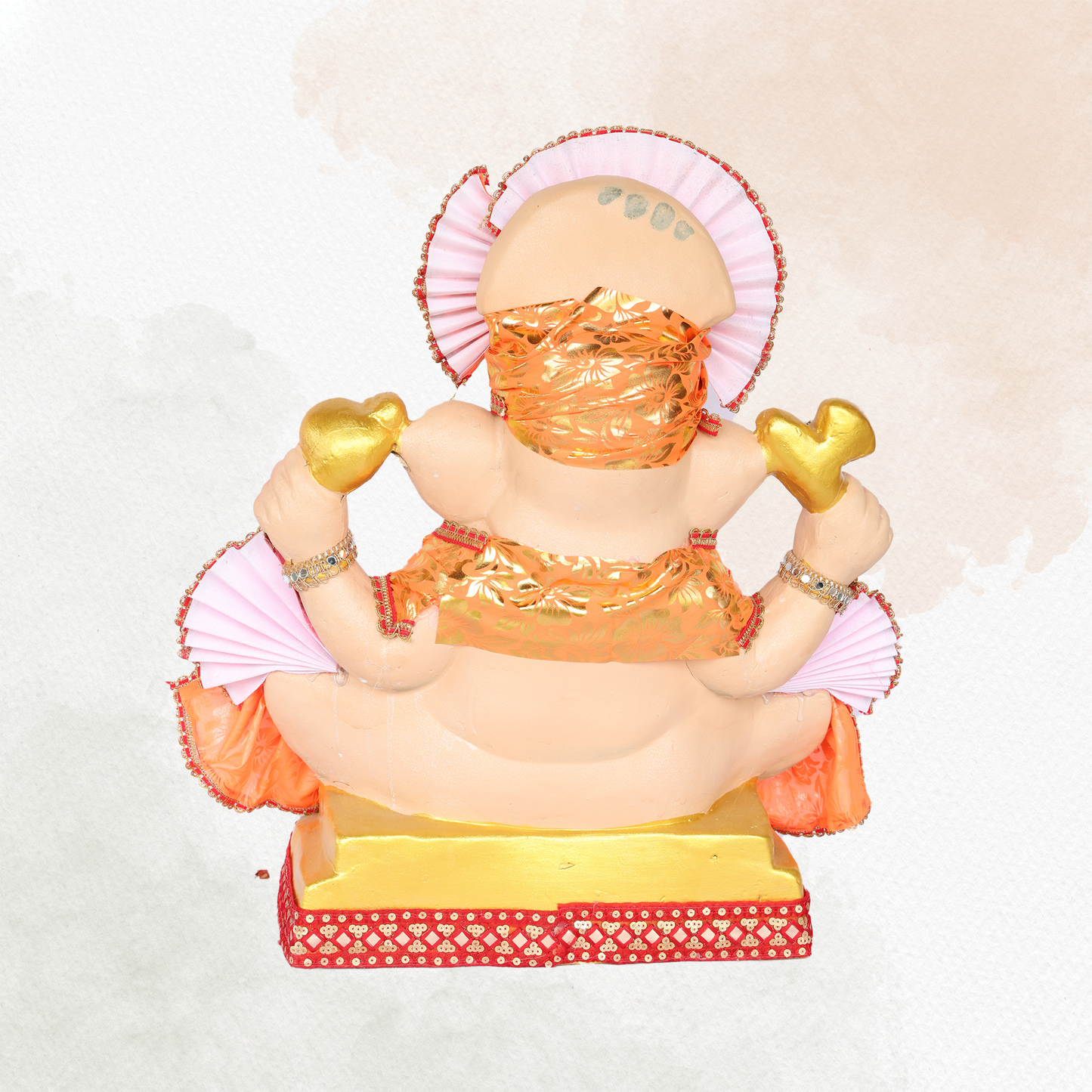 19 Inch – Radiant Orange Ganpati Idol | Eco-Friendly Ganesha Murti in Royal Attire