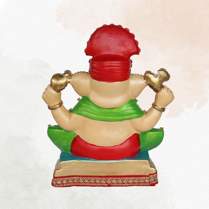 19 Inch – Classic Red & Green Ganpati Idol | Eco-Friendly Shadu Mitti Ganesha Murti & Kalash (Copy)
